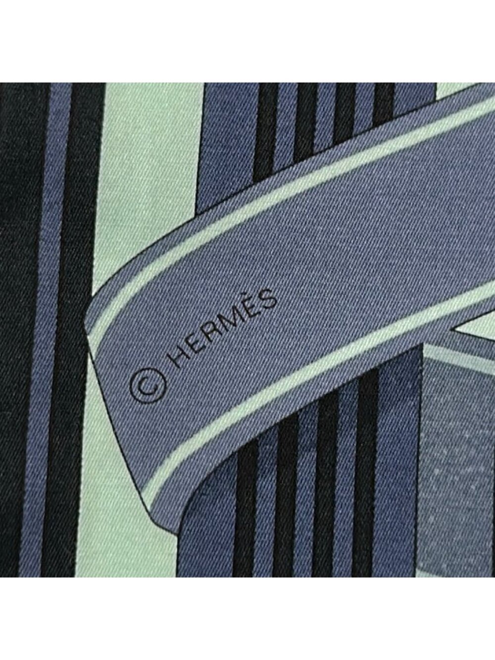 Hermes Shawl Carre 100 Black Navy Multi Cotton Silk Scarf - Picture 2 of 5